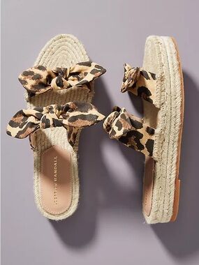 Loeffler Randall Leopard Print Bow Espadrille Sandals in Tan and Black
